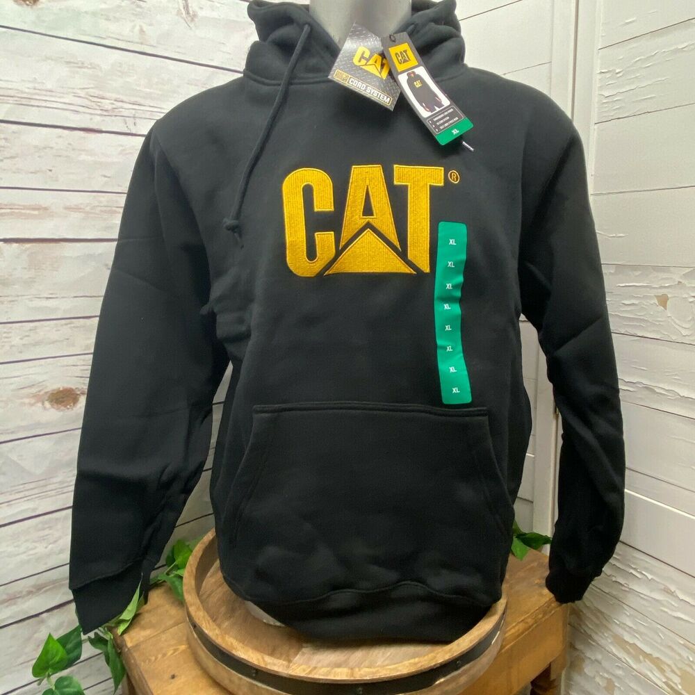 CAT Caterpillar Heavy Machinery Equipment Logo Hoodie Sweatshirt Pullover XL